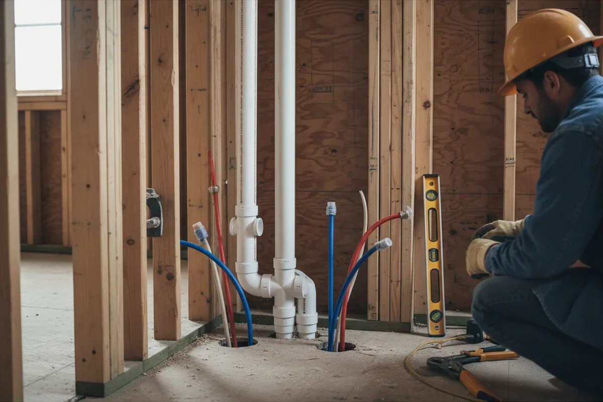 Drain and supply rough-in during Drain Cleaning in Alto