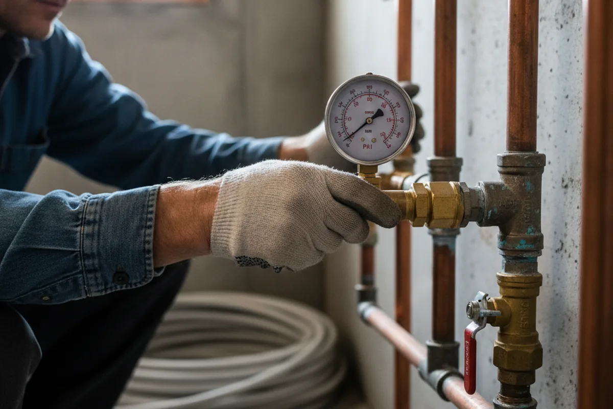 Pressure testing a repaired line during Water Line Repair in Alto